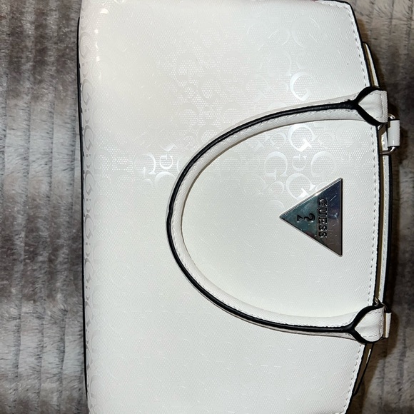 Guess purse satchel crossbody bag white embossed Tupelo NWT - Picture 2 of 5